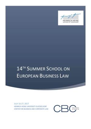 14Th Summer School on European Business Law