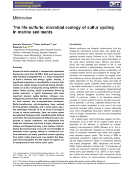 Microbial Ecology of Sulfur Cycling in Marine Sediments