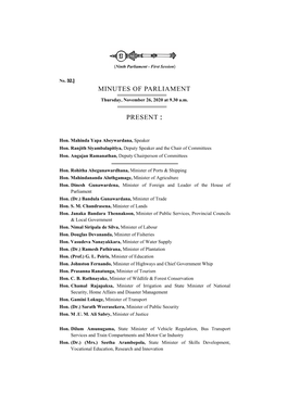 Minutes of Parliament for 26.11.2020