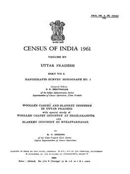 Village Survey Monograph No-1, Woollen Carpet and Blanket Industry, Part VII-A, Vol-XV, Uttar Pradesh