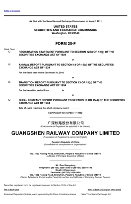 GUANGSHEN RAILWAY COMPANY LIMITED Phone: 852-2526-0688 (Translation of Registrant’S Name Into English)