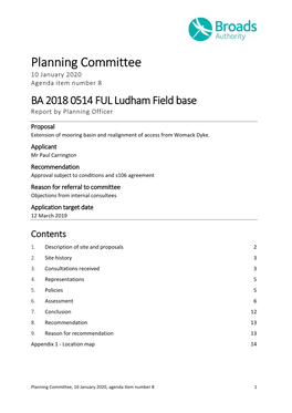 BA 2018 0514 FUL Ludham Field Base Report by Planning Officer