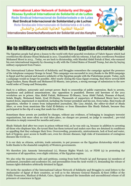 No to Military Contracts with the Egyptian Dictatorship!