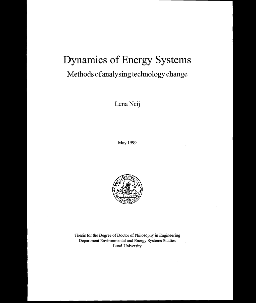 Dynamics of Energy Systems: Methods of Analysing Technology Change