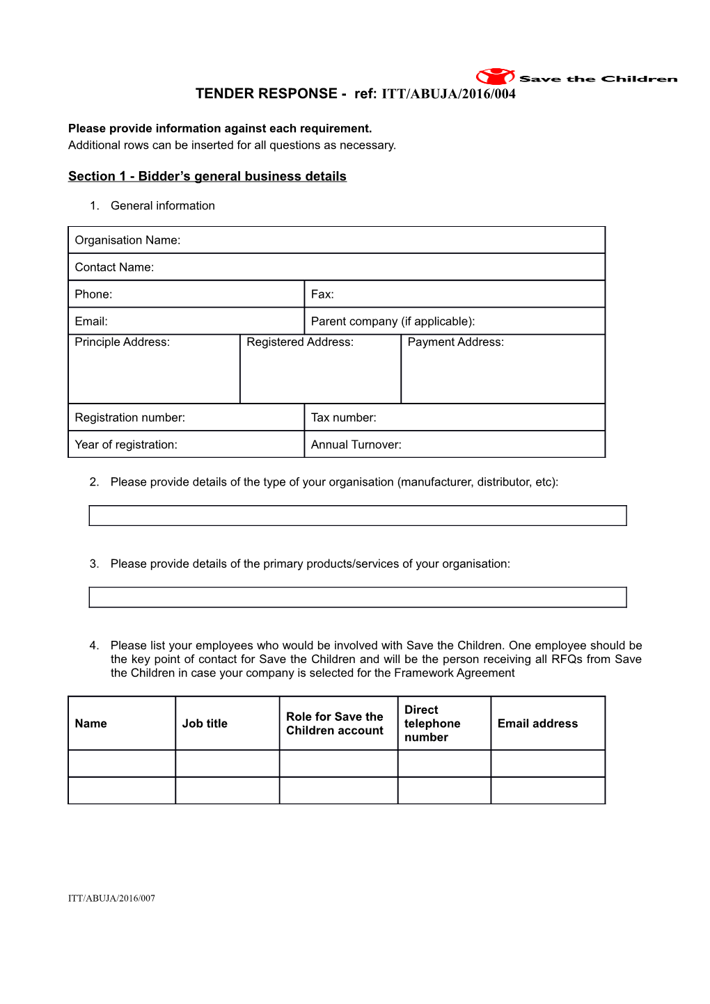 Section 1 - Bidder S General Business Details s1