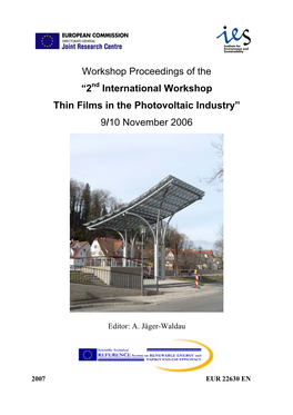 2 International Workshop Thin Films in the Photovoltaic Industry