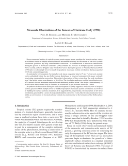 Mesoscale Observations of the Genesis of Hurricane Dolly (1996)