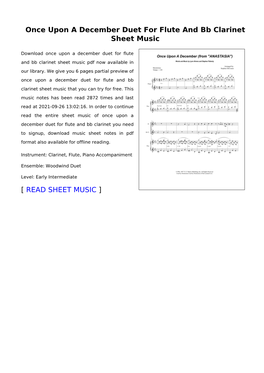 Once Upon a December Duet for Flute and Bb Clarinet Sheet Music