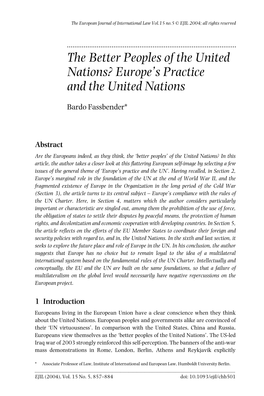 Europe's Practice and the United Nations