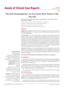Thyroid Paraganglioma: an Extremely Rare Tumor of the Thyroid