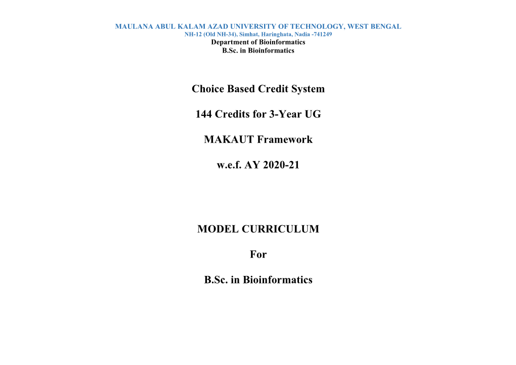 B.Sc. in Bioinformatics (Three Years)