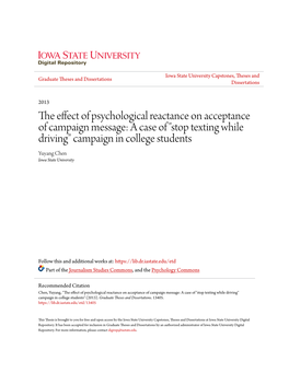 The Effect of Psychological Reactance on Acceptance of Campaign Message