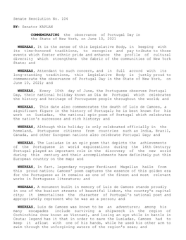 Senate Resolution No. 104 Senator KAPLAN BY: the Observance Of
