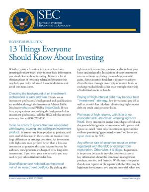 13 Things Everyone Should Know About Investing
