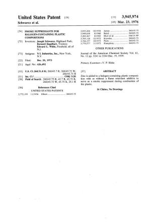 United States Patent (19) [11] 3,945,974 Schwarcz Et Al