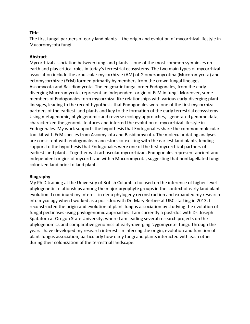 The Origin and Evolution of Mycorrhizal Lifestyle in Mucoromycota Fungi