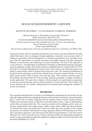 Ocean Ecogeochemistry a Review