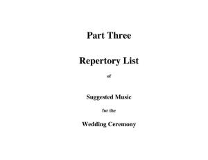 Part Three Repertory List