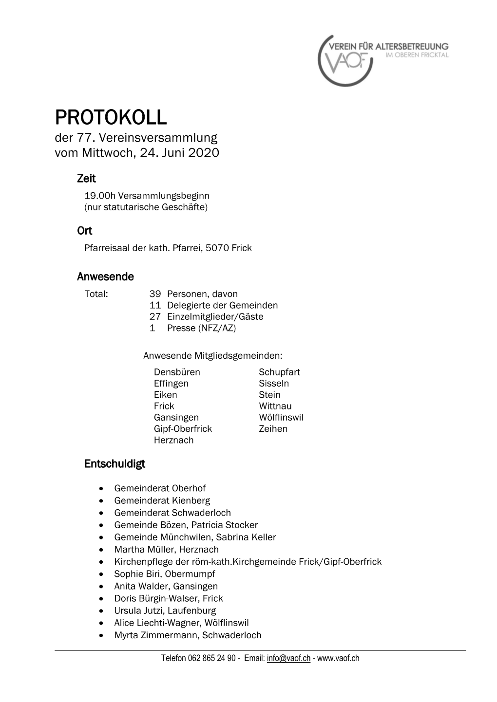 PDF Protokoll Der 77. Vereinsversammlung