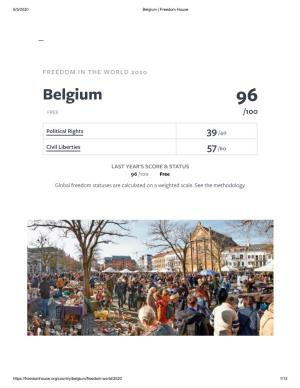Freedom in the World Report, Belgium