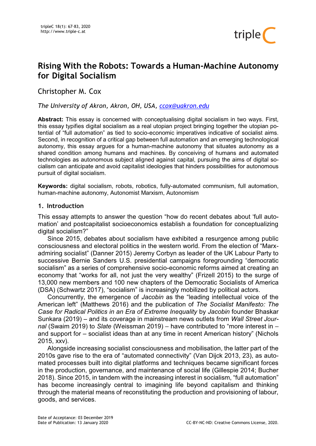 Rising with the Robots: Towards a Human-Machine Autonomy for Digital Socialism