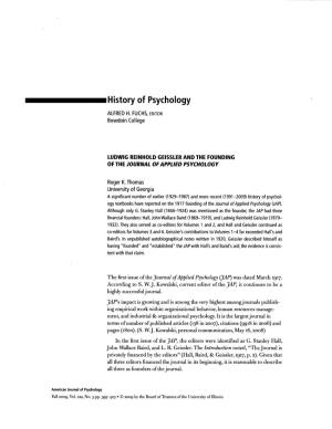 •History of Psychology