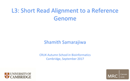 L3: Short Read Alignment to a Reference Genome