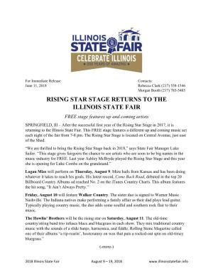 Rising Star Stage Returns to the Illinois State Fair