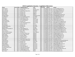 2015 Legislative Session Directory