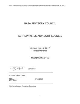 NAC Astrophysics Advisory Committee Teleconference Minutes, October 18-19, 2017