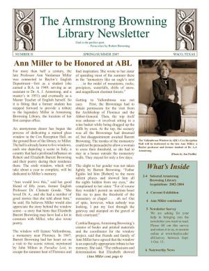 The Armstrong Browning Library Newsletter God Is the Perfect Poet