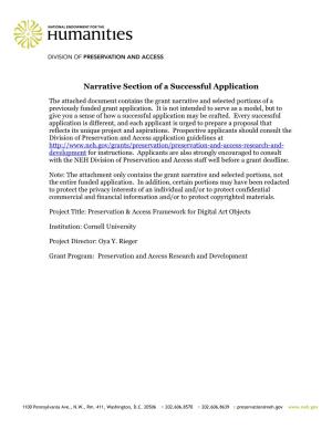 Cornell University, Preservation and Access Framework for Digital Art