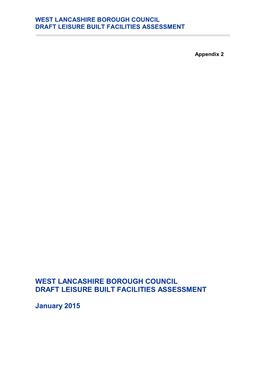 West Lancashire Borough Council Draft Leisure Built Facilities Assessment