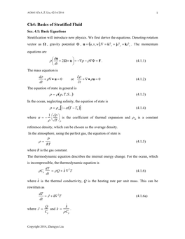 Ch4: Basics of Stratified Fluid ∂