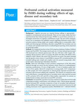 Prefrontal Cortical Activation Measured by Fnirs During Walking: Effects of Age, Disease and Secondary Task