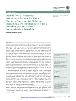 Prevention of Varicella