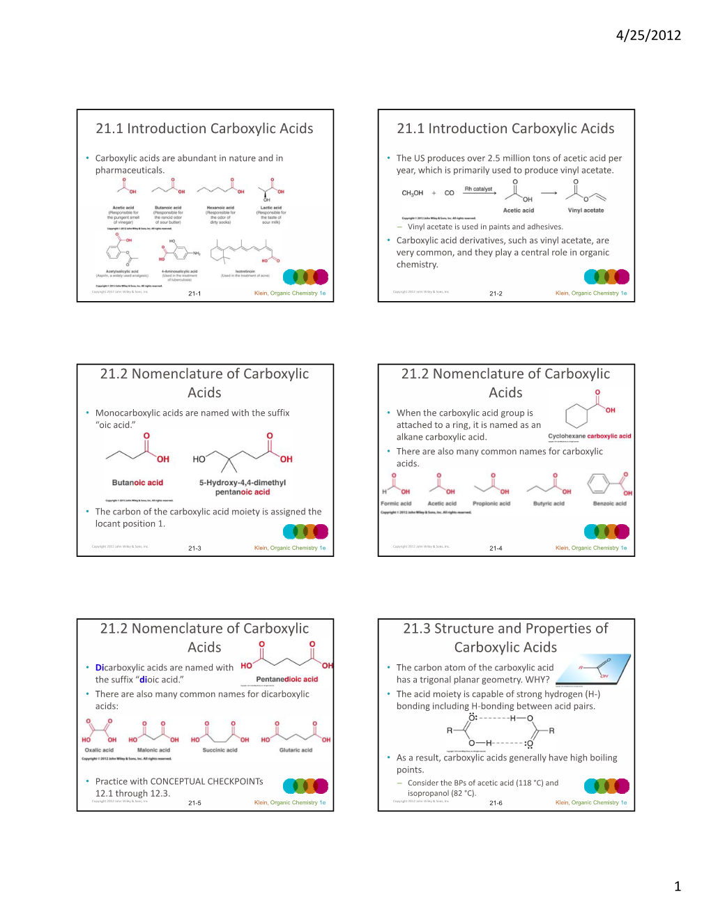 21.1 Introduction Carboxylic Acids 21.1 Introduction Carboxylic Acids