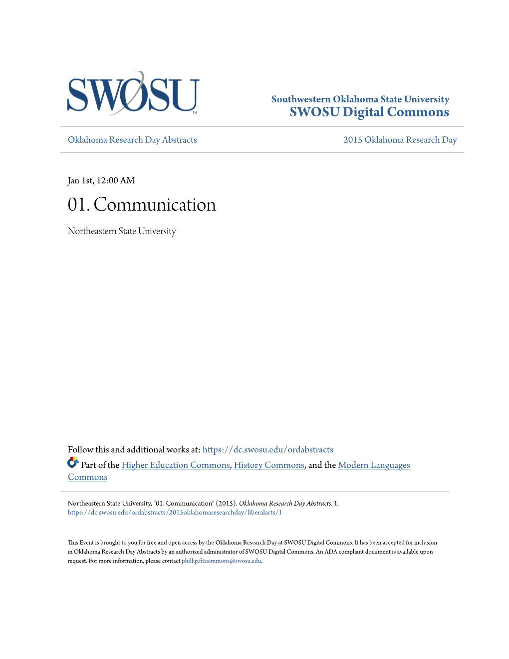 01. Communication Northeastern State University
