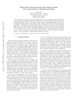 Penetration of Fast Projectiles Into Resistant Media: from Macroscopic