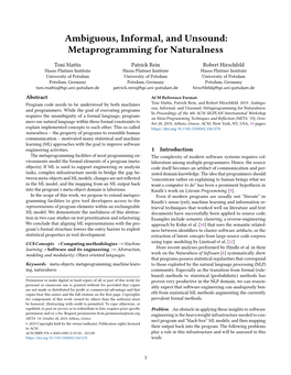 Ambiguous, Informal, and Unsound: Metaprogramming for Naturalness