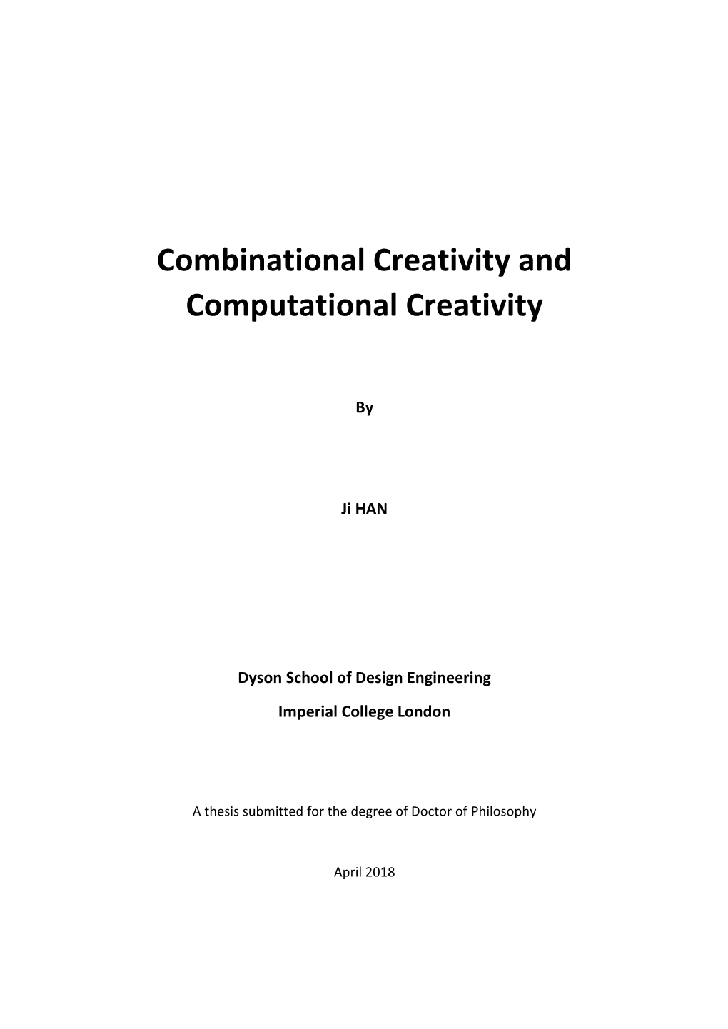Combinational Creativity and Computational Creativity