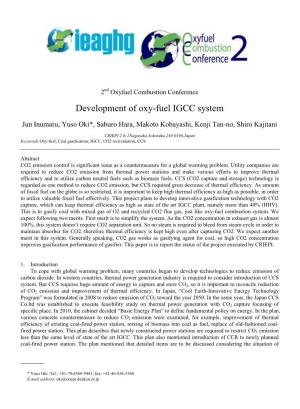 Development of Oxy-Fuel IGCC System
