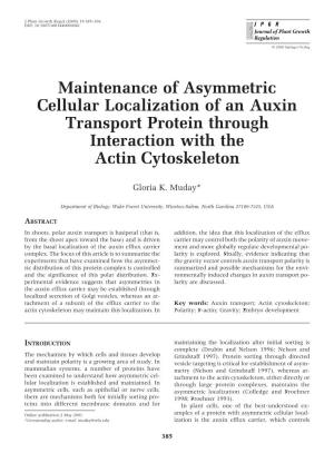 Maintenance of Asymmetric Cellular Localization of an Auxin Transport Protein Through Interaction with the Actin Cytoskeleton