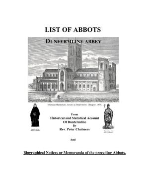List of Abbots of Dunfermline