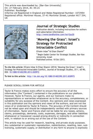 'Mowing the Grass': Israel'sstrategy for Protracted Intractable Conflict