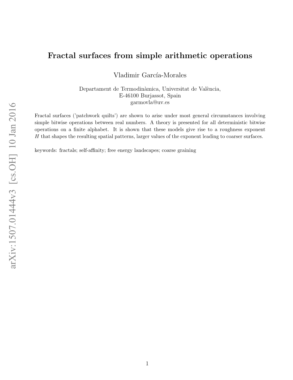 Fractal Surfaces from Simple Arithmetic Operations