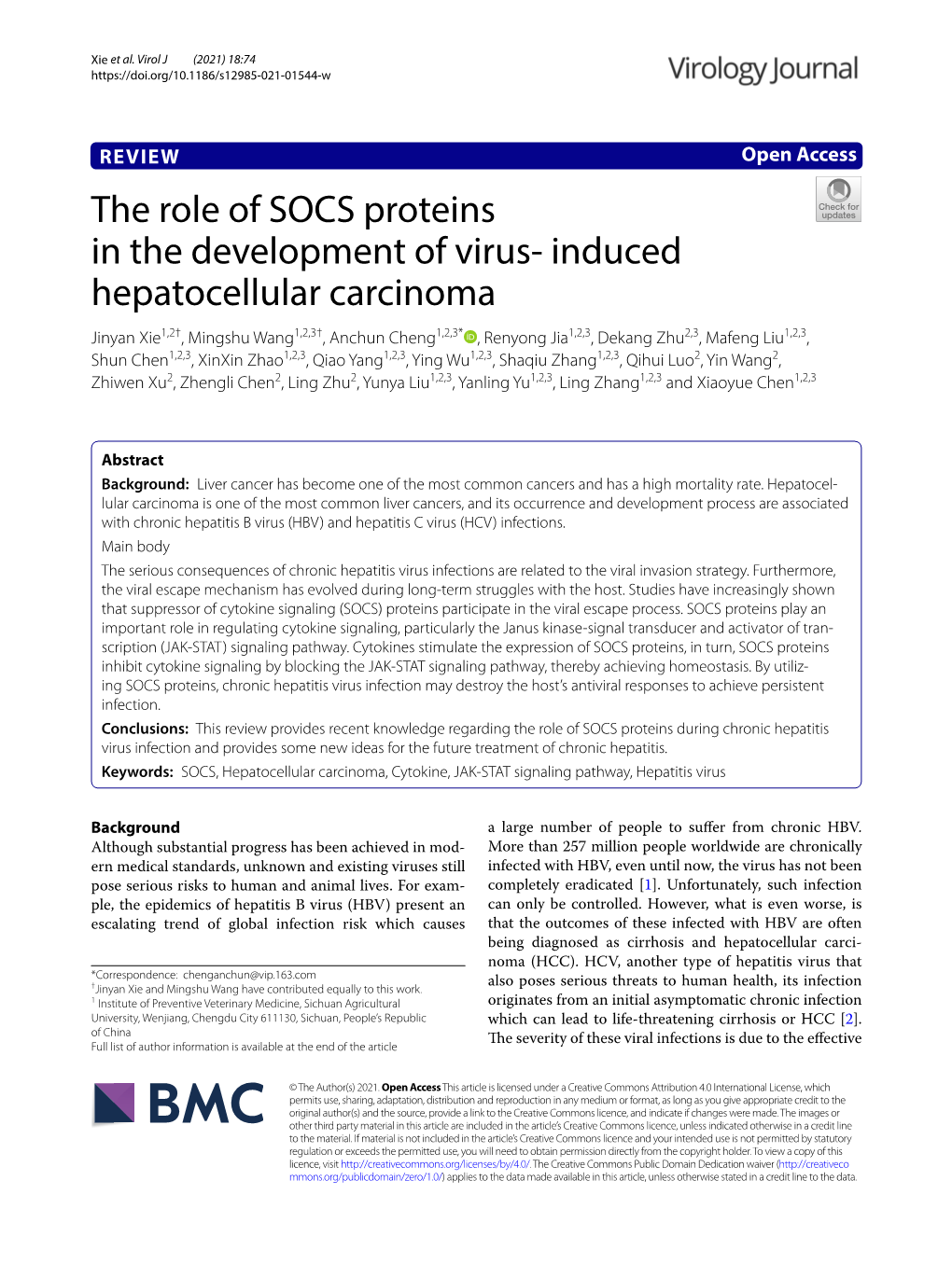 The Role of SOCS Proteins in the Development of Virus