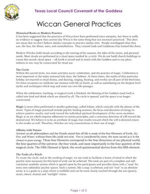 Wiccan General Practices
