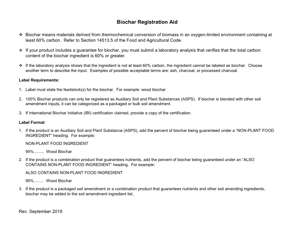 Biochar Registration Aid