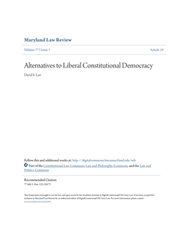 Alternatives to Liberal Constitutional Democracy David S